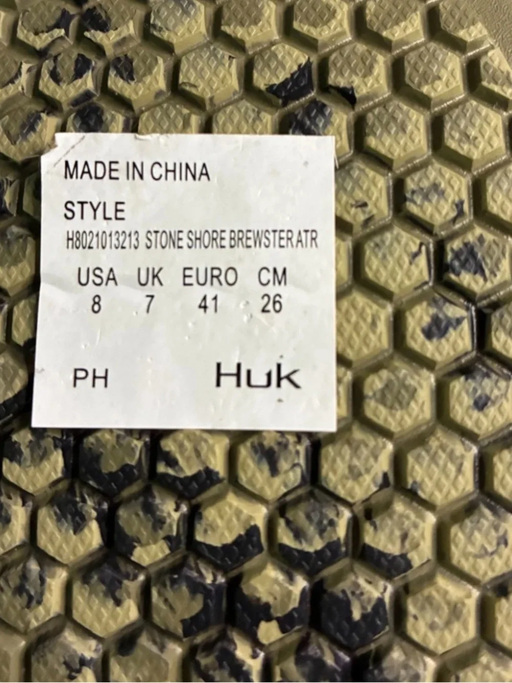 Huk Performance Fishing Brewster ATR Men’s Sz 8 Rubber Shoes Green Camo New tags